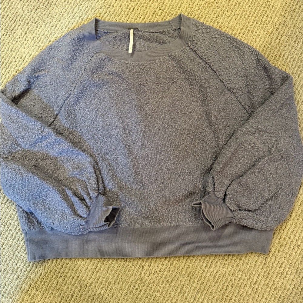 Free People Textured Gray Crew Neck Sweater